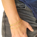 Pulsera de doble cartulina en acero inoxidable dorado Reglable