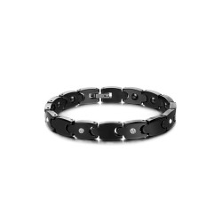 BRACELET GOURMETTE HOMME FEMME CÉRAMIQUE NOIRE MAGNÉTIQUE AIMANTÉ