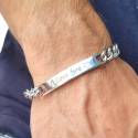 Pulsera de malla cubana de hombre gourmette en registro de acero "I Love You" placa personalizable