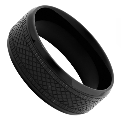 Ring Man Stainless Steel All Black Original Pattern Radial Tire Crusharons