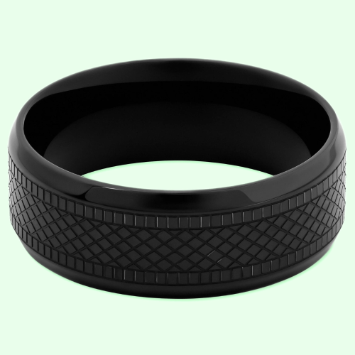 Man Ring Stainless Steel All Black Original Pattern Radial Tire Crushes Custom