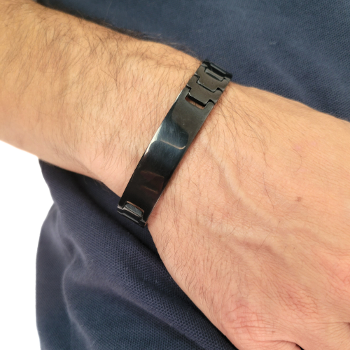 Schwarzes Herrenarmband aus Edelstahl mit...