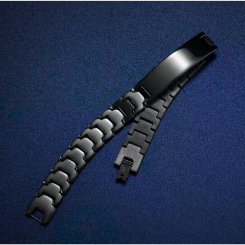 Schwarzes Herrenarmband aus Edelstahl mit...