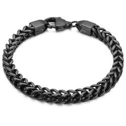 Schwarz Edelstahl Herrenarmband mit schwarzem Gourmet Duo...