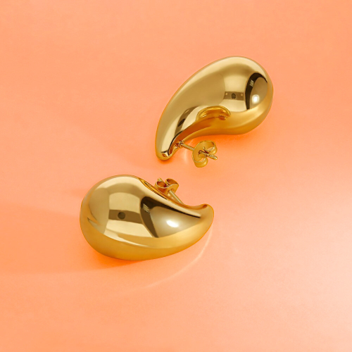 Pendientes Mujer gota de agua de acero inoxidable dorado cierre de cierre de oro mariposa