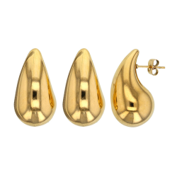 Pendientes Mujer gota de agua en acero inoxidable oro cierre de la mariposa