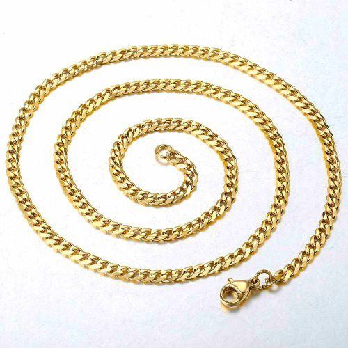 belle catena cubana in acciaio inox oro 3mm e 5 mm