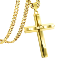 Set Halsketten und anhänger Wellenkreuz für Männer in Edelstahl Gold Fein und 2 kubanische Kanäle 3mm und 5mm