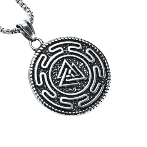 Collana Ciondolo vichingo uomo Triangoli in acciaio inossidabile e catena inclusi