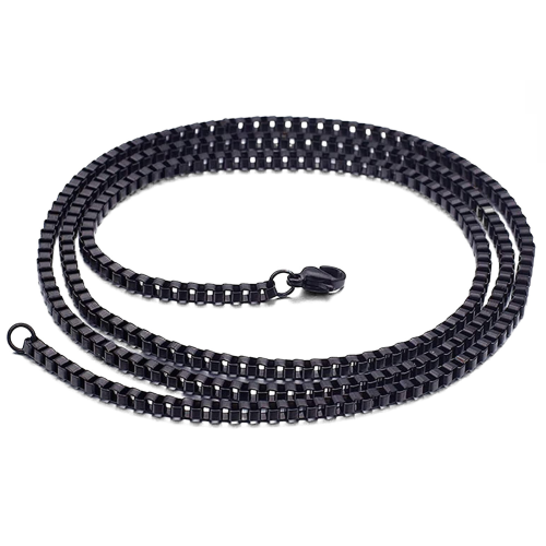 Men's black steel necklace chain Venetian mesh...