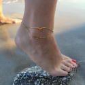 Chaine de Cheville Femme Bracelet en Acier Inoxydable Doré à l'Or Fin Coeur Love