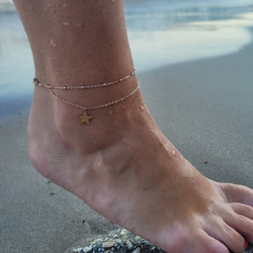 Women's double adjustable ankle chain bracelet...