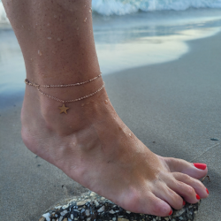 Women's double adjustable ankle chain bracelet in copper...