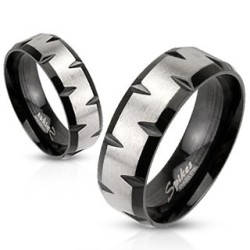 Bague anneau couple homme femme acier et plaqué noir reflet original