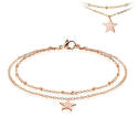 Doppelt verstellbares Damen-Knöchelkettenarmband aus kupferfarbenem Sternstahl