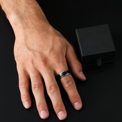 Verlobungsring für Herren und Damen, Farbe Titan, Silber und Schwarz