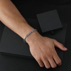 Bracelet set + gourmet chain man teen in Byzantine stainless steel 5mm new KS20