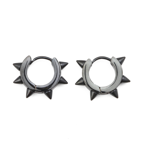 Pair Earrings for Men Steel with Black Picks Gothic trendy