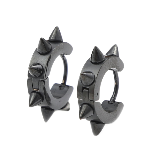 Pair earrings for men steel pics black gothic trendy