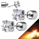 PAIRE CLOUS BOUCLES MAN STEEL AND PIERRE CARRE BLANCHE MULTICOULEUR LED