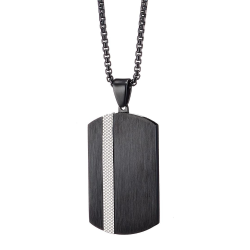 Colgante collar de plata militar hombres Croisillones de Banda Negra de acero Cadena incluida