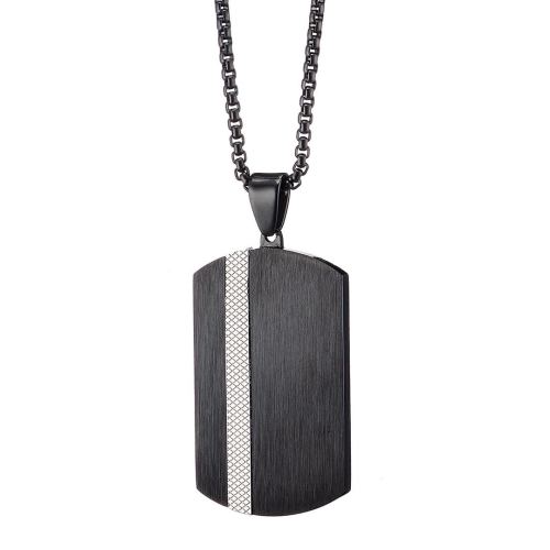 Colgante collar de plata militar hombres Croisillones de Banda Negra de acero Cadena incluida