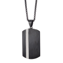 Collare Pendentif Targa Militare Uomo Acciaio Inossidabile Nero Fascia Croissant Catena Inclusa