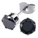 Piastrelle per Uomo Donna Ado in acciaio inox con pietra rotonda Zirconium Oxyde Black Diams