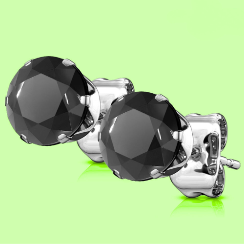 Pareja de Anillos Orinos Hombre Mujer Ado en acero inoxidable con piedra redonda Zirconium Negro Diams