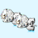 Round White Stone Round Earrings for Men Teenager Woman & Rod Clamp Stroller Steel Zirconia