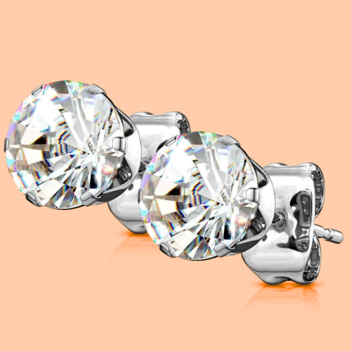 Pendientes redondos blancos para hombres Adolescente Mujer y bote Cierre de cochecito de cochecito de acero Diamante de circón
