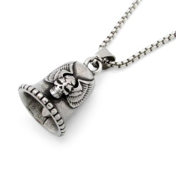 Clochette Moto Anhänger Männer Porte Bonheur Guardian Bell Death Head Ange Biker in Stahl und Kette Inclusive