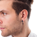 Earrings with Cross Pendant For Men in Stainless Steel Black Color