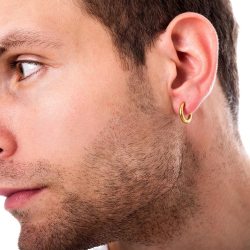 Feine Ohrringe für Frauen oder Männer Cocked Crops Golden Gold Edelstahl Endbreite 8mm 2