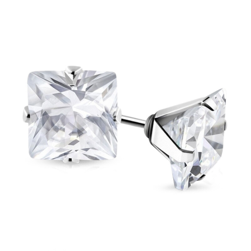 ADO TIGE FERMOIR ACIER CARRE ZIRCON DIAMS SWAROVSKI BLANC 5mm NEUF