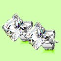Square Earrings Zircon Diamond White for Men, Teenager Stainless Steel SWAG Class