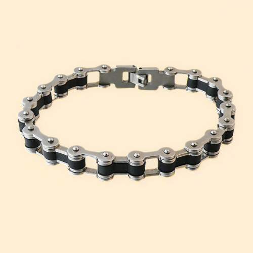 Pulsera curb biker hombre, cadena moto acero...