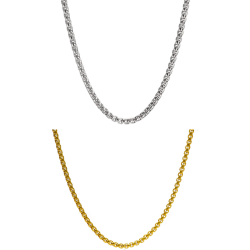 Men's Chain For Wearing a Pendant Crushed Mail Wheat Grains in Styled Steel 60cm 3mm Color to choose from