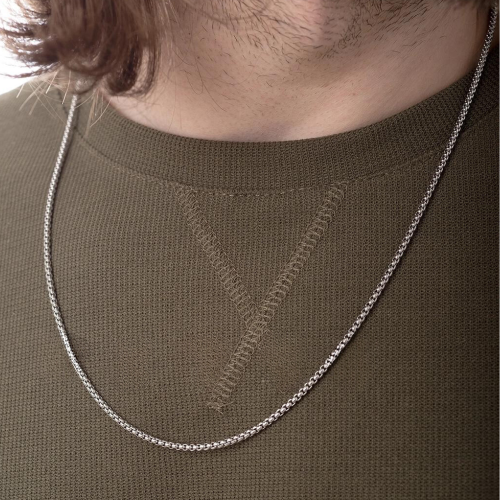 Catena uomo per indossare un pendente schiacciato grano grano grano grano in acciaio stile 60cm 3mm colore