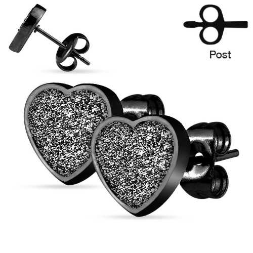 Accoppia orecchini chic per donna teen in acciaio cuore paillettes