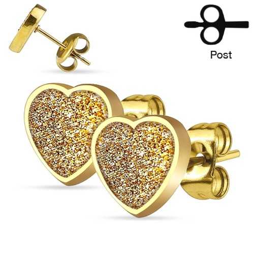 Accoppia orecchini chic per donna teen in acciaio cuore paillettes