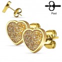 Accoppia orecchini chic per donna teen in acciaio cuore paillettes