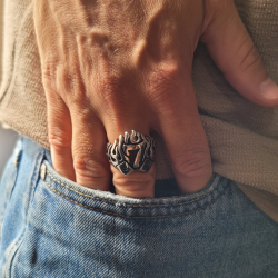 Anello anello anello uomo figura in acciaio porta fortuna felicità poker biker