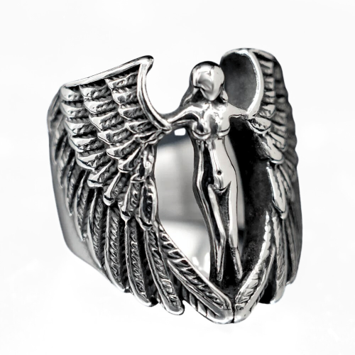 Anello dell'uomo Acciaio inossidabile Acciaio inossidabile Donna crocifisso angelo gotico