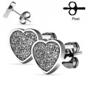 Accoppia orecchini chic per donna teen in acciaio cuore paillettes