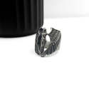 Men's Motard ring Women's Guardian Angel Wings and Stainless Steel Plumes Ring Biker