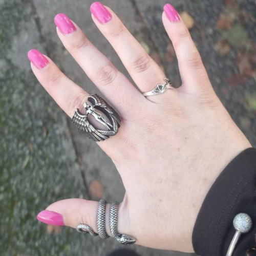 Steel Guardian Angel Ring | Ritter-Biker-Göttin & Federflügel