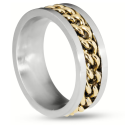 Anello di stress uomo d'acciaio | Anello rotondo catena d'oro per incisore
