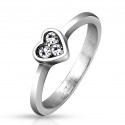 BAGUE FINE POUR FEMME ACIER COEUR TRIO DE CRISTAUX SAINT VALENTIN NEUVE