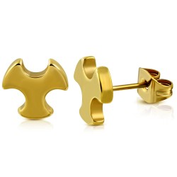 PAIO DI ORECCHINI UOMO DONNA FIORE TUNGSTENO PLACCATO ORO CHIUSURA A FARFALLA